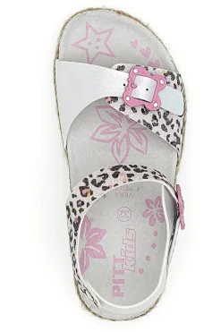 Sandali Bianchi Leopardati Con Cinturino Pitt Kids 14453