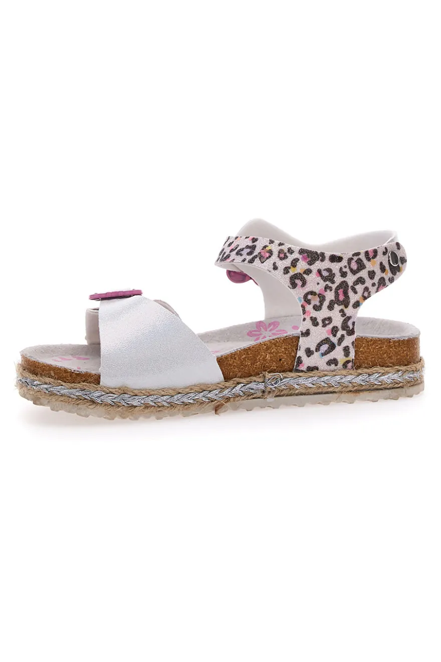 Sandali Bianchi Leopardati Con Cinturino Pitt Kids 14453