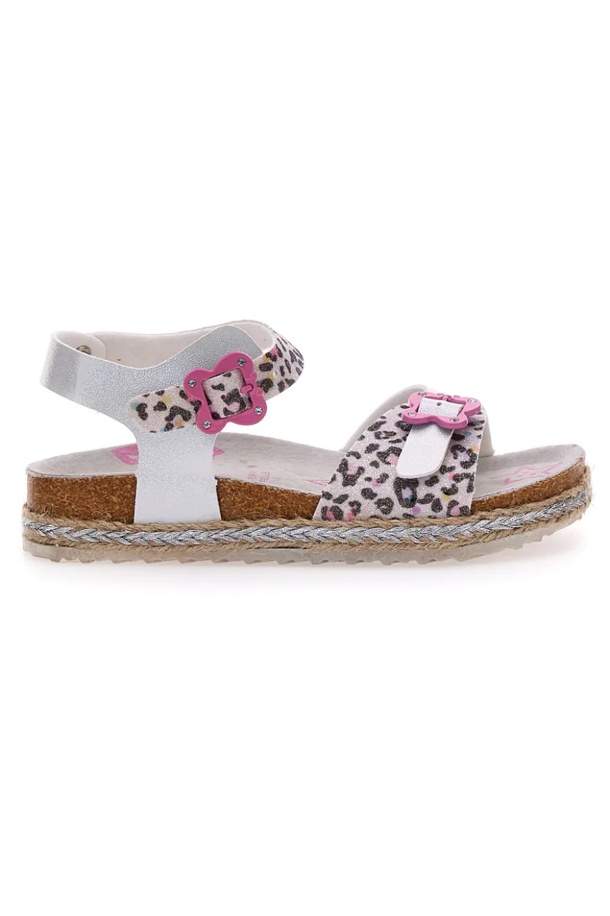 Sandali Bianchi Leopardati Con Cinturino Pitt Kids 14453