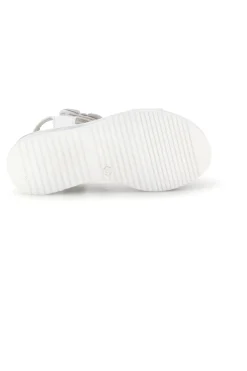 Sandali bianco applicazioni floreali cinturino regolabile Pitt kids 392642S