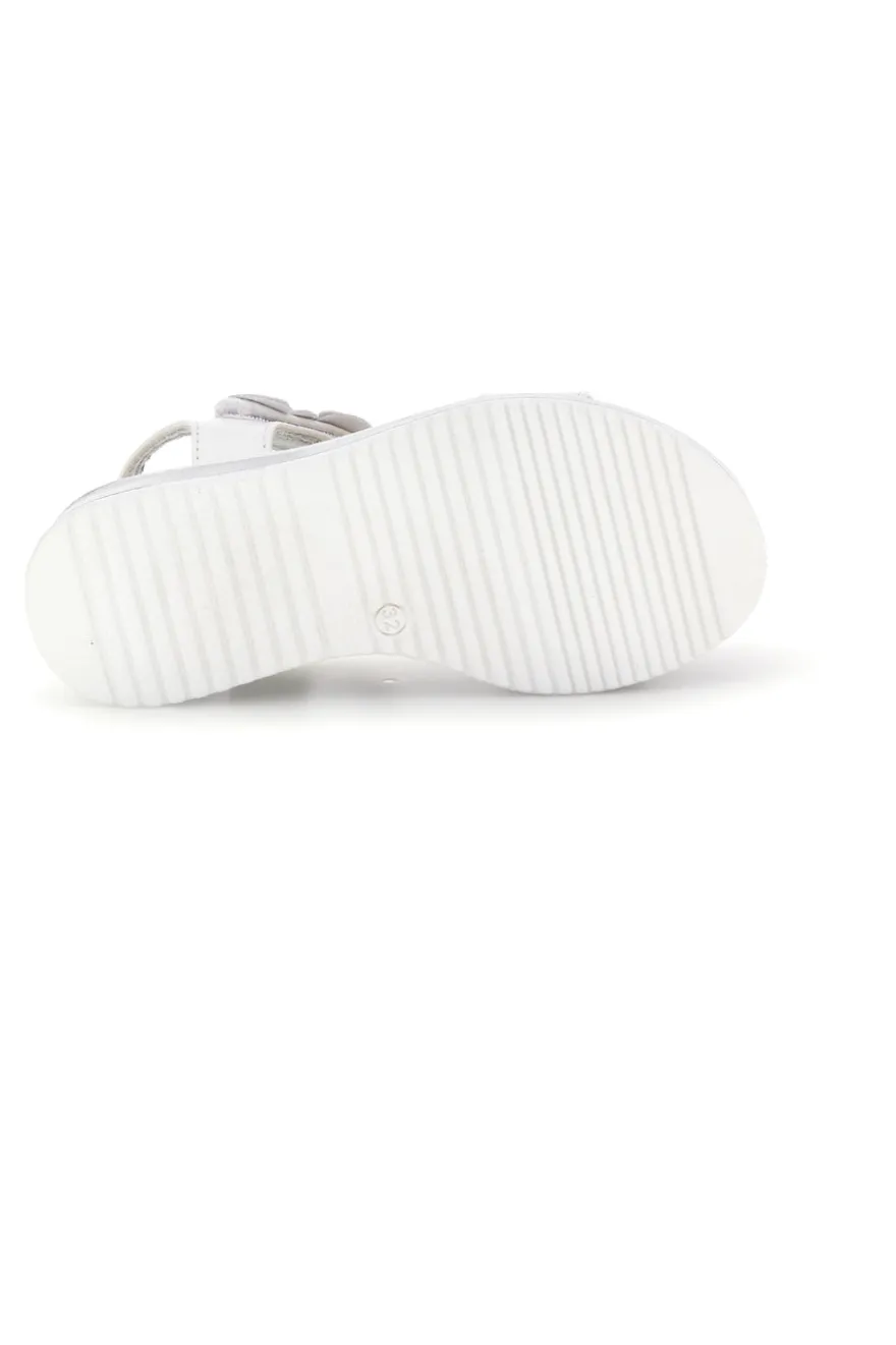 Sandali bianco applicazioni floreali cinturino regolabile Pitt kids 392642S