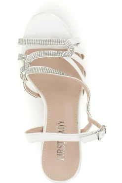 Sandali bianco con cinturini brillanti e tacco largo First lady P702