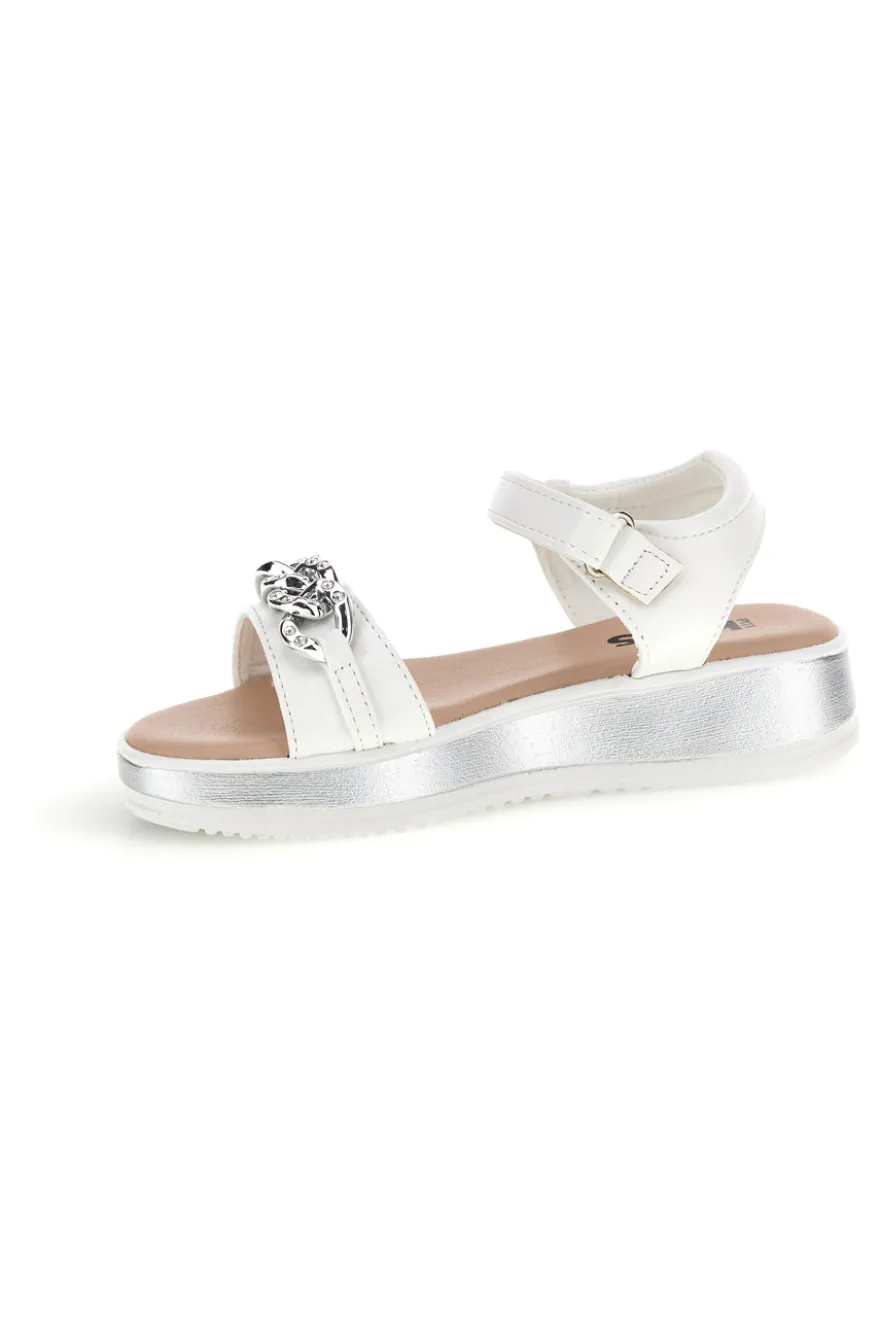 Sandali bianco con cinturini con brillantini Pitt kids 392629S