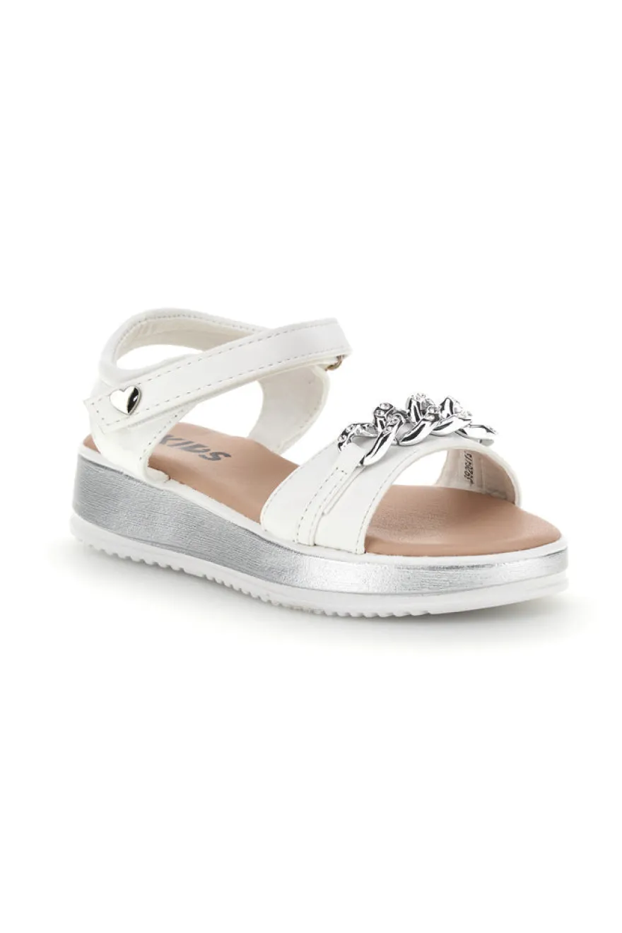 Sandali bianco con cinturini con brillantini Pitt kids 392629S