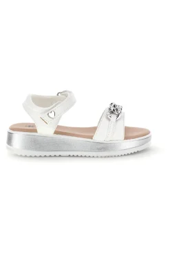 Sandali bianco con cinturini con brillantini Pitt kids 392629S