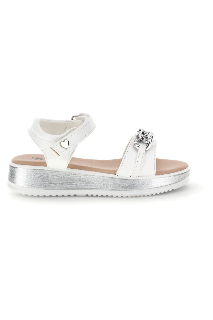 Sandali bianco con cinturini con brillantini Pitt kids 392629S