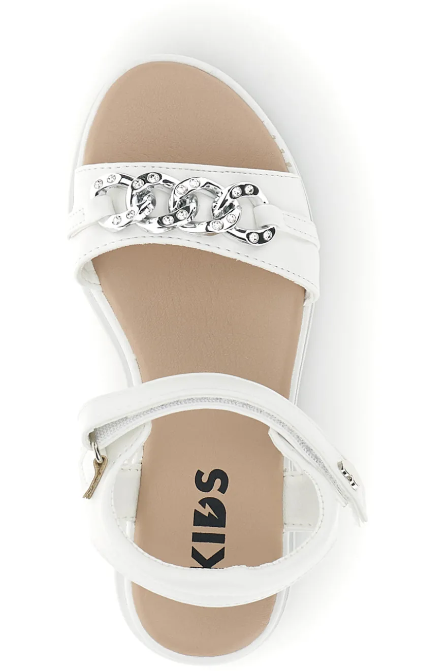 Sandali bianco con cinturini con brillantini Pitt kids 392629S