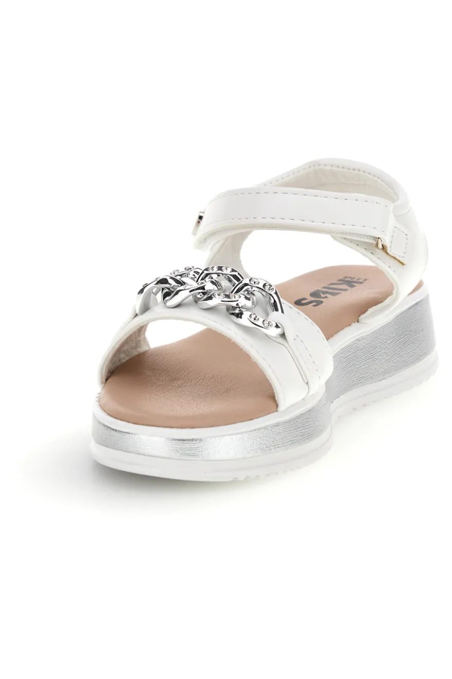 Sandali bianco con cinturini con brillantini Pitt kids 392629S