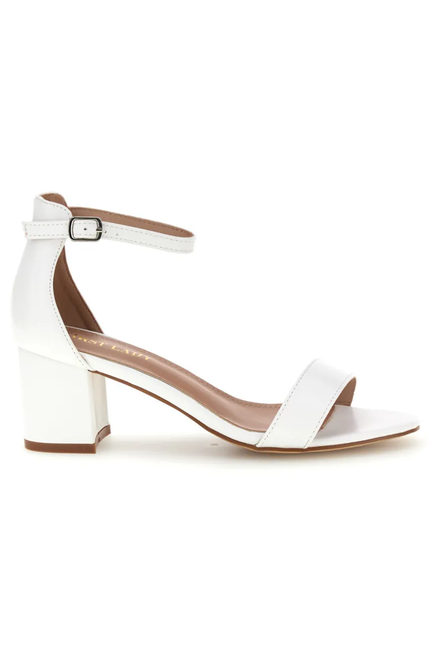 Sandali bianco con fascia frontale e tacco largo First lady P695