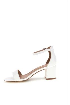 Sandali bianco con fascia frontale e tacco largo First lady P695