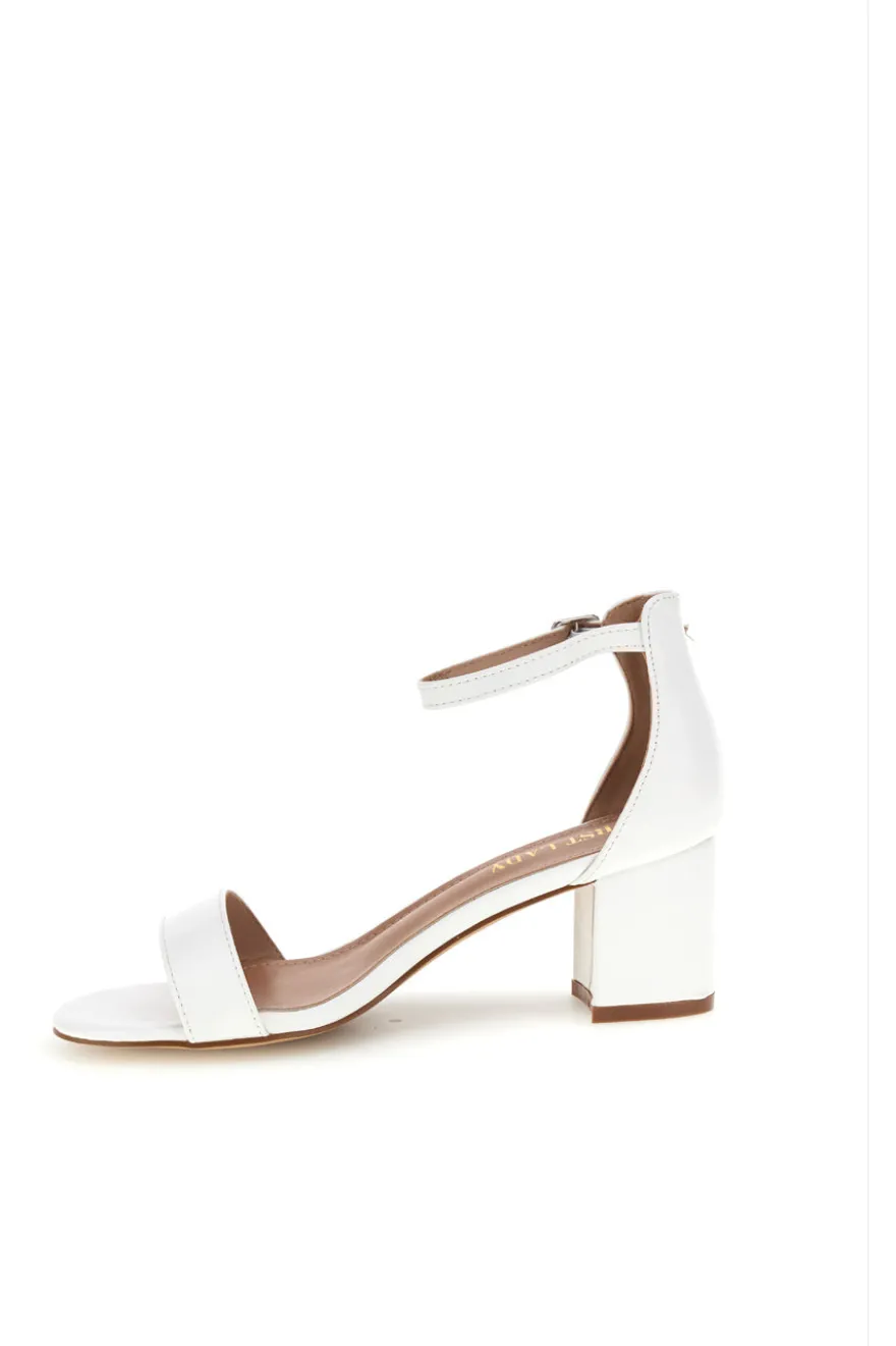 Sandali bianco con fascia frontale e tacco largo First lady P695