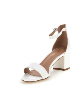 Sandali bianco con fascia frontale e tacco largo First lady P695