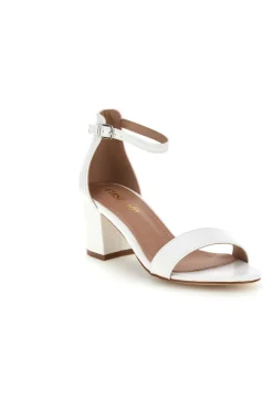 Sandali bianco con fascia frontale e tacco largo First lady P695