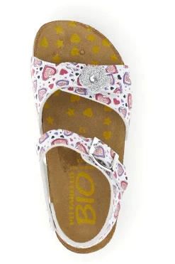 Sandali bianco con stampa cuori rosa Pittarello bio 257A112SR