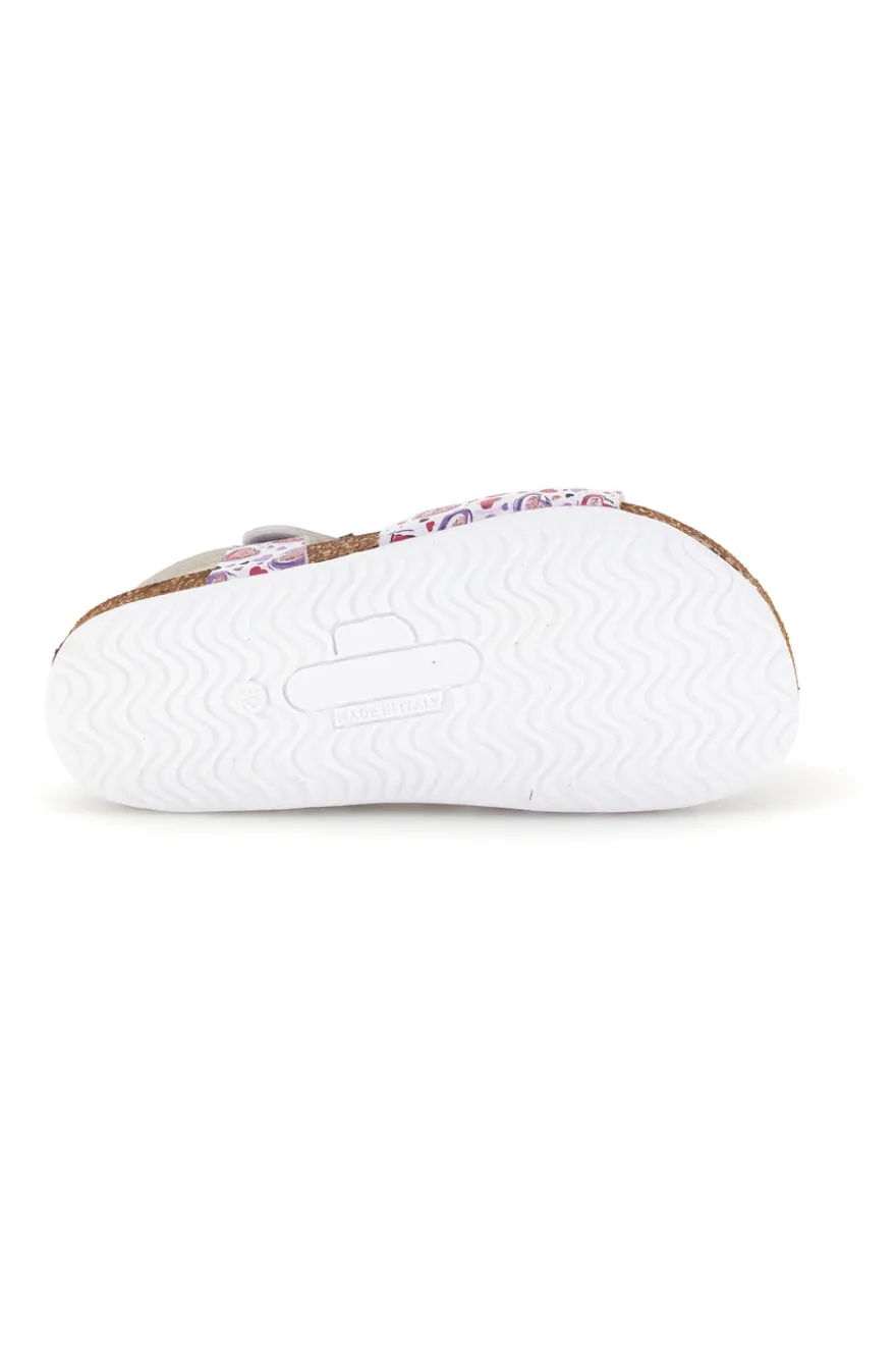 Sandali bianco con stampa cuori rosa Pittarello bio 257A112SR