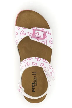 Sandali bianco con stampa cuori doppia regolazione Pitt kids 45289glo