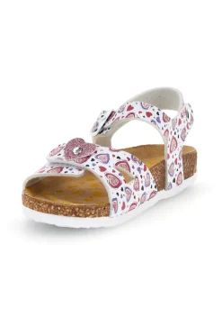Sandali bianco con stampa cuori rosa Pittarello bio 257A743SR