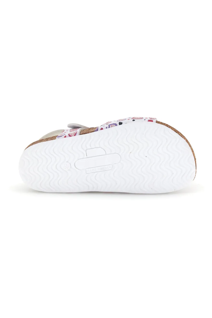 Sandali bianco con stampa cuori rosa Pittarello bio 257A743SR