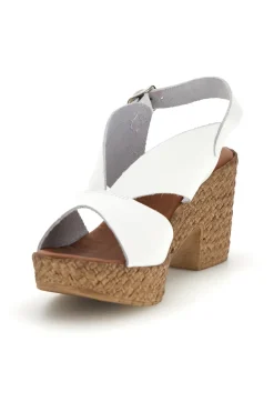 Sandali Bianco Con Tacco Intrecciato Pittarello 7484313
