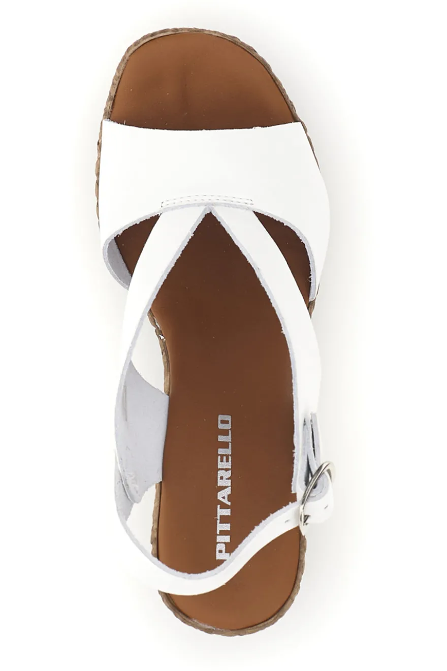 Sandali Bianco Con Tacco Intrecciato Pittarello 7484313