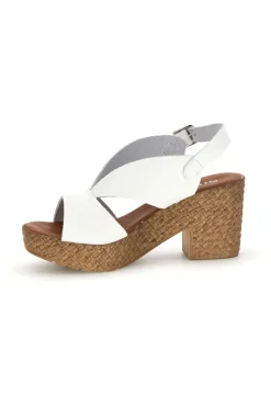 Sandali Bianco Con Tacco Intrecciato Pittarello 7484313