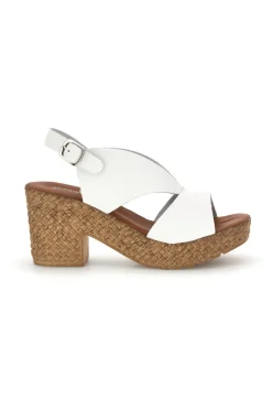 Sandali Bianco Con Tacco Intrecciato Pittarello 7484313