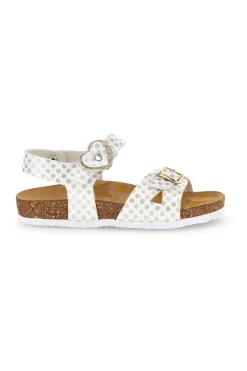 Sandali bianco e oro con fibbie Pittarello bio 257A187SR