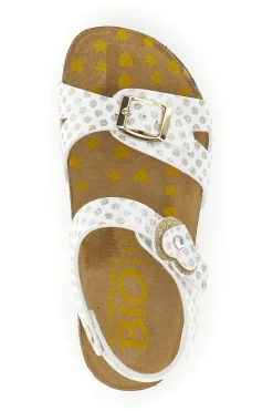 Sandali bianco e oro con fibbie Pittarello bio 257A187SR