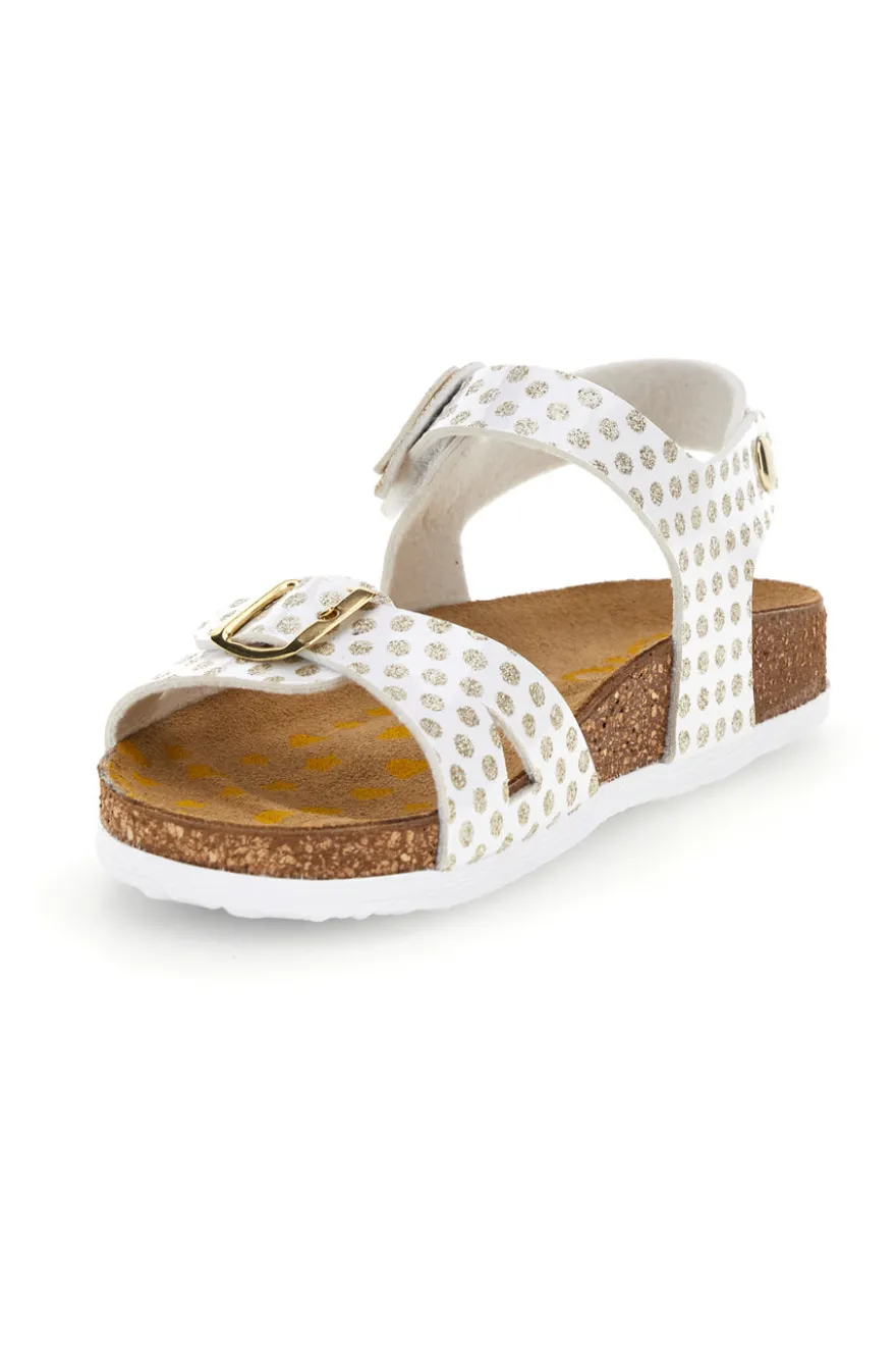 Sandali bianco e oro con fibbie Pittarello bio 257A187SR
