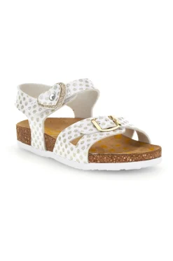 Sandali bianco e oro con fibbie Pittarello bio 257A187SR