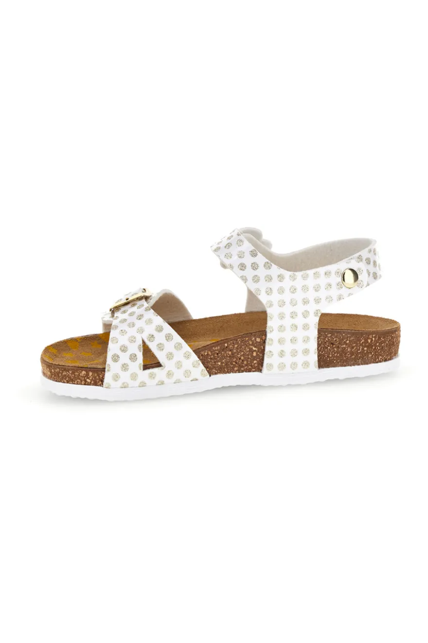 Sandali bianco e oro con fibbie Pittarello bio 257A187SR