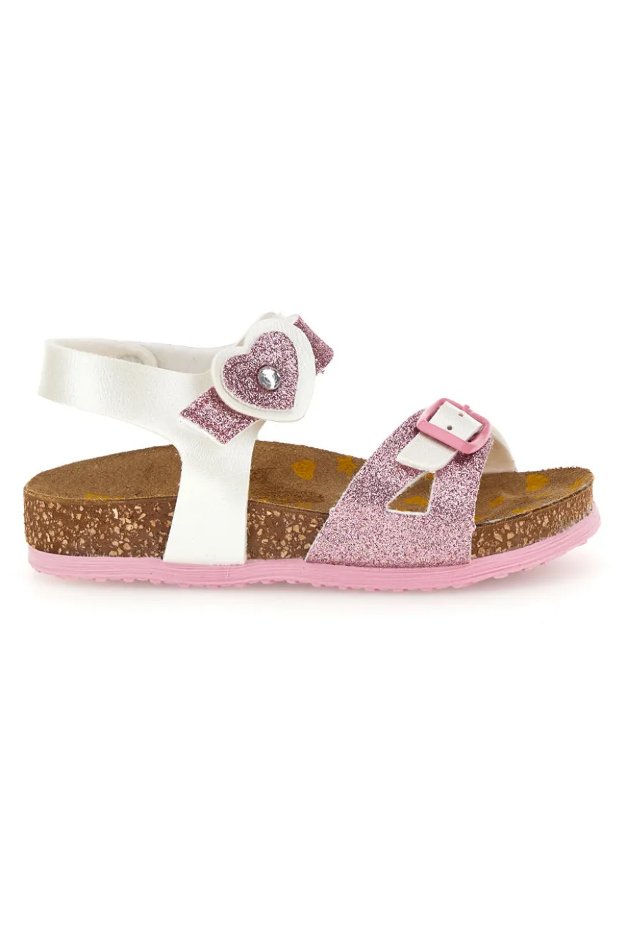 Sandali bianco e rosa con fibbie Pittarello bio 257A187SR
