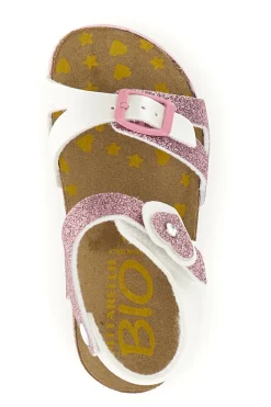 Sandali bianco e rosa con fibbie Pittarello bio 257A187SR