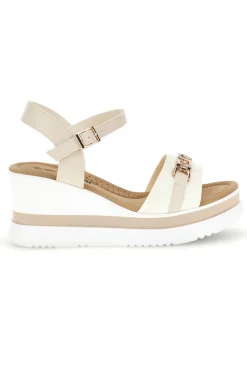 Sandali bianco zeppa cinturino regolabile Energy E485