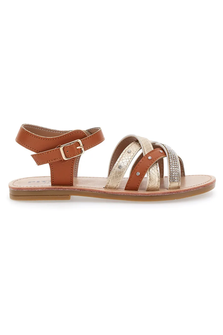 Sandali Bimba Marroni e Oro Pitt Kids 2205004