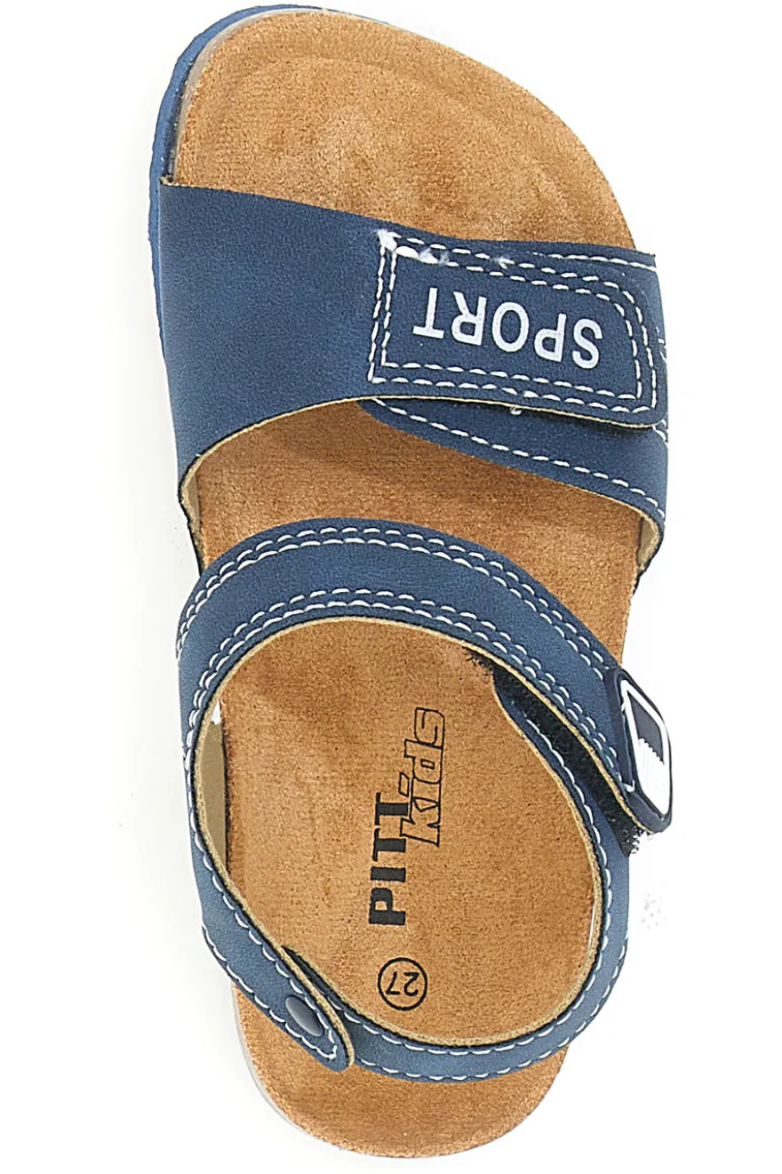 Sandali blu con chiusura a strappo e scritta SPORT Pitt Kids 14513