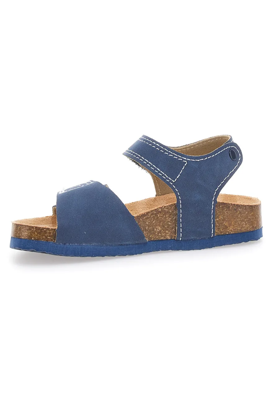 Sandali blu con chiusura a strappo e scritta SPORT Pitt Kids 14513