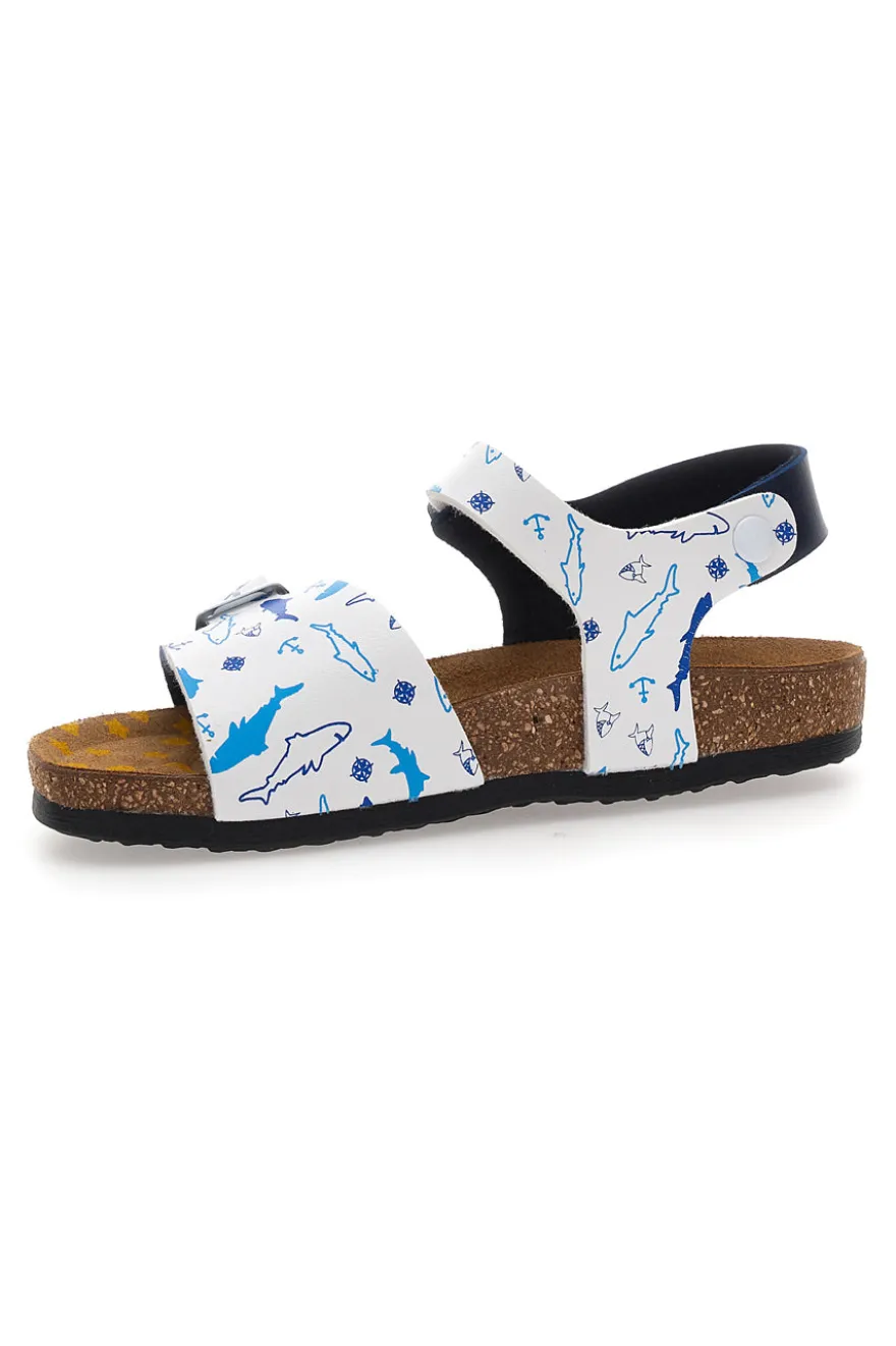 Sandali blu con cinturini stampati e plantare preformato Pittarello Bio 257A066SR