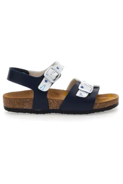 Sandali blu con cinturini stampati e plantare preformato Pittarello Bio 257A066SR