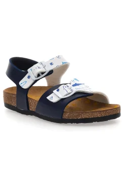 Sandali blu con cinturini stampati e plantare preformato Pittarello Bio 257A066SR