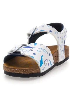 Sandali blu con cinturini stampati e plantare preformato Pittarello Bio 257A066SR
