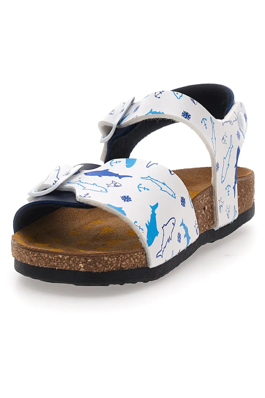 Sandali blu con cinturini stampati e plantare preformato Pittarello Bio 257A066SR