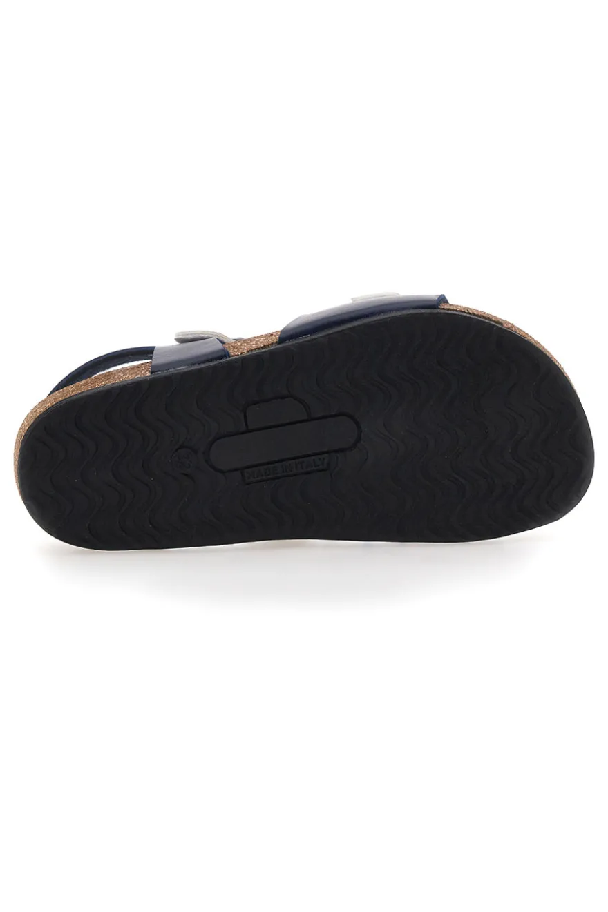 Sandali blu con cinturini stampati e plantare preformato Pittarello Bio 257A066SR