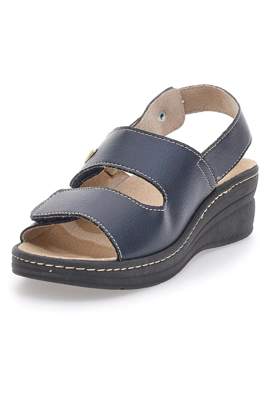 Sandali Blu con Cinturino e Sottopiede in Pelle PRIMA RIGA 182