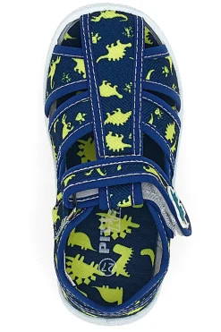 Sandali blu con dinosauri gialli punta chiusa PITT KIDS PK2492D