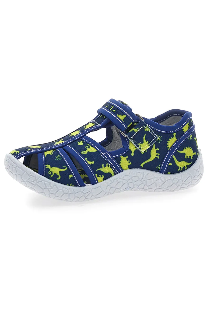 Sandali blu con dinosauri gialli punta chiusa PITT KIDS PK2492D