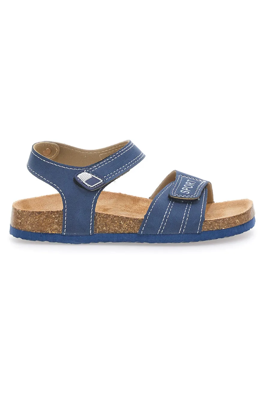 Sandali blu con doppio strappo e plantare in sughero PITT KIDS 14513
