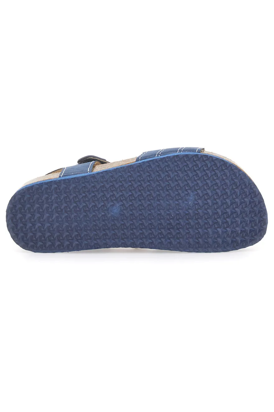 Sandali blu con doppio strappo e plantare in sughero PITT KIDS 14513