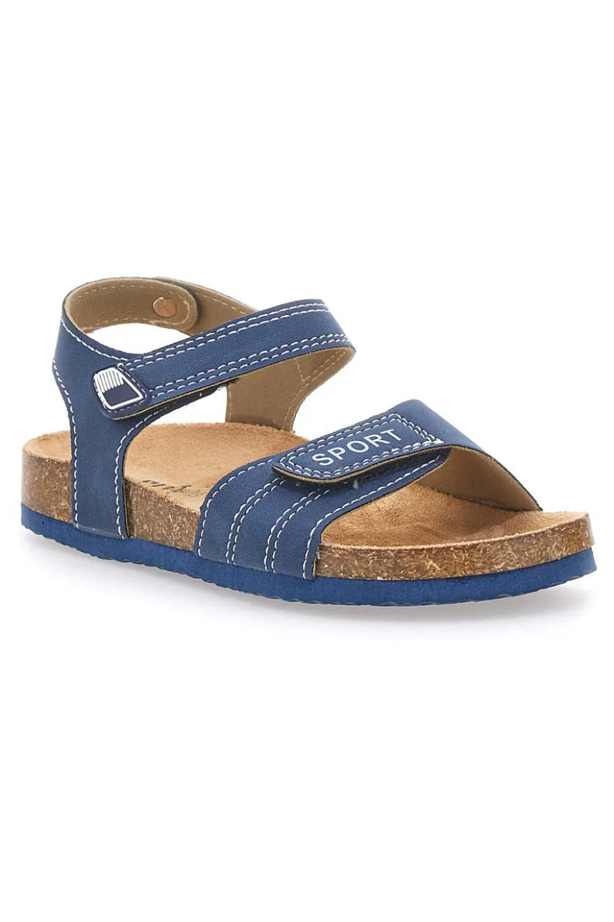 Sandali blu con doppio strappo e plantare in sughero PITT KIDS 14513
