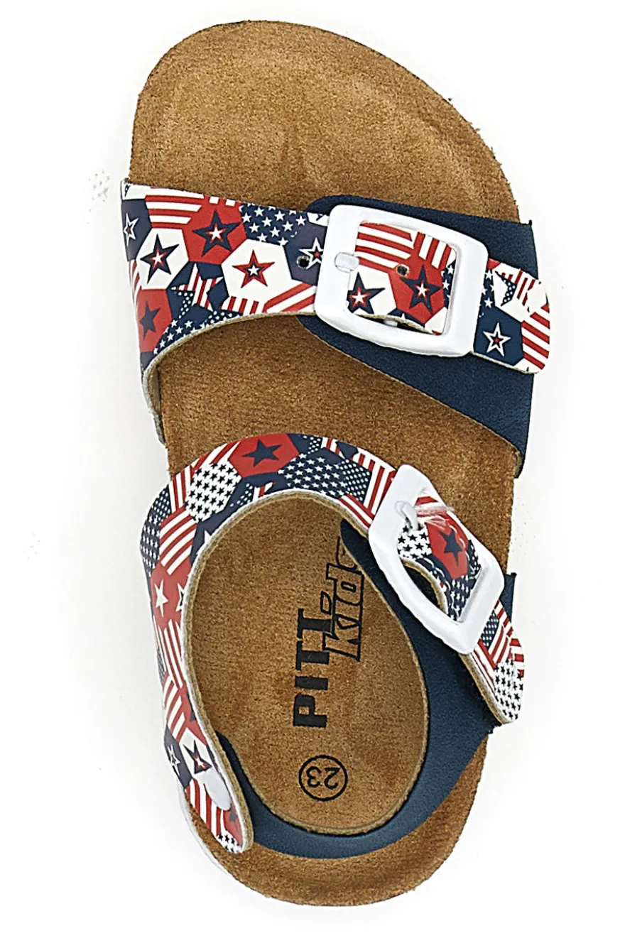 Sandali blu con fantasia e strappo PITT KIDS 14514